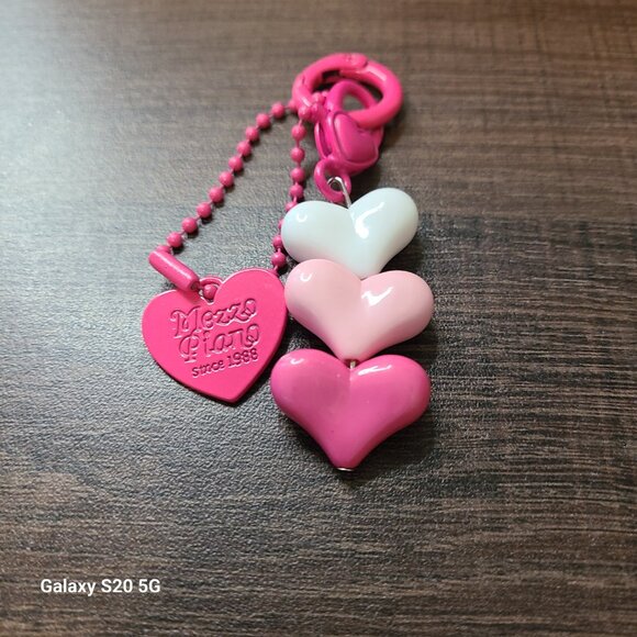 Mezzo Piano Heart Charm Keychain Pink White Kawaii Cute Japanese Accessory‎ - Picture 2 of 4